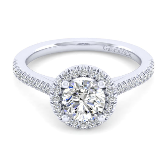 Gabriel - 14K White Gold Round Halo Diamond Engagement Ring