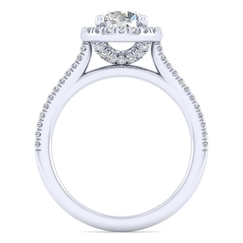 14K White Gold Round Halo Diamond Engagement Ring