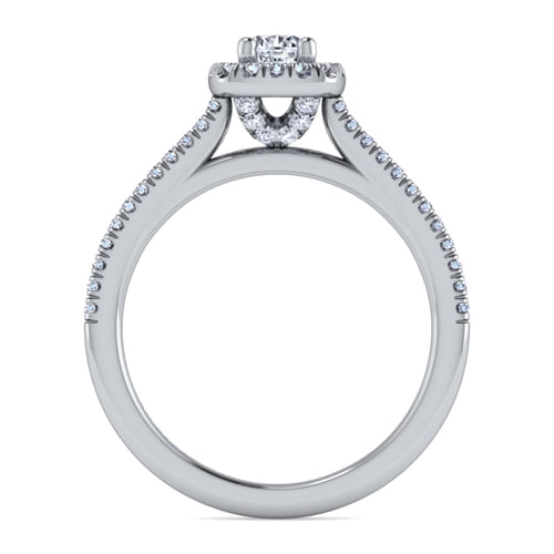 14K White Gold Round Halo Diamond Engagement Ring