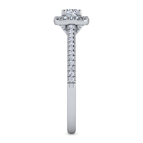14K White Gold Round Halo Diamond Engagement Ring