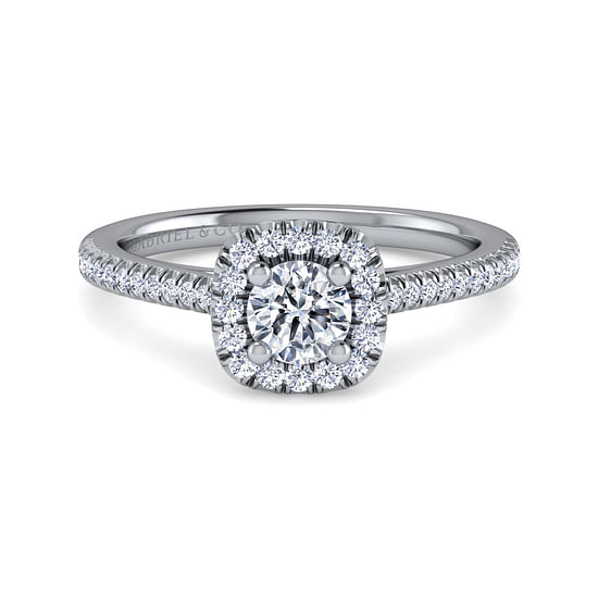 Gabriel - 14K White Gold Round Halo Diamond Engagement Ring