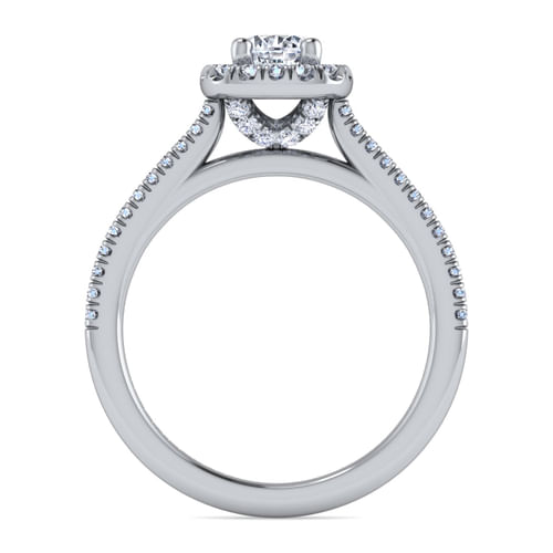 14K White Gold Round Halo Diamond Engagement Ring