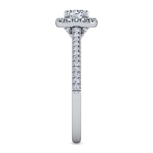 14K White Gold Round Halo Diamond Engagement Ring