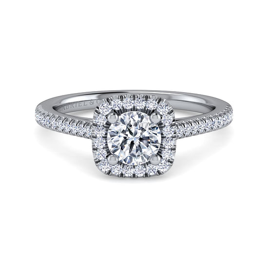 Gabriel - 14K White Gold Round Halo Diamond Engagement Ring