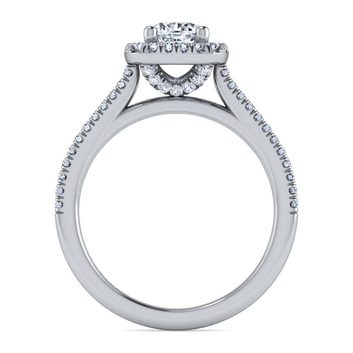 14K White Gold Round Halo Diamond Engagement Ring