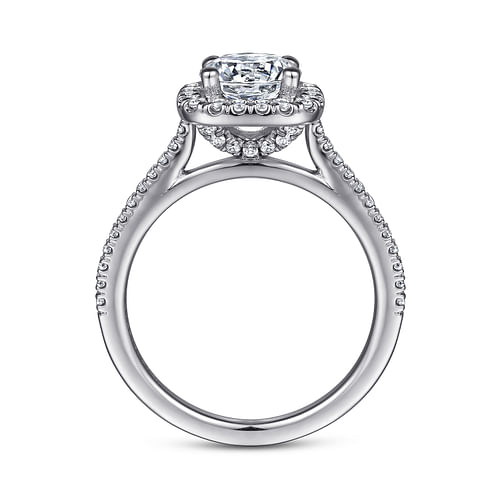 14K White Gold Round Halo Diamond Engagement Ring