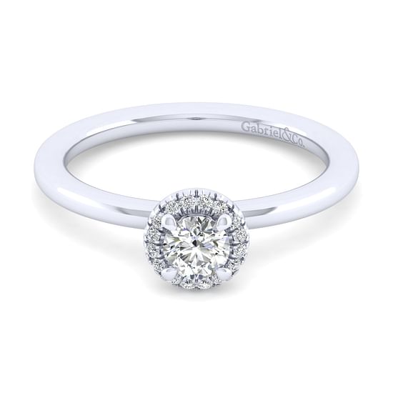 Gabriel - 14K White Gold Round Halo Diamond Engagement Ring