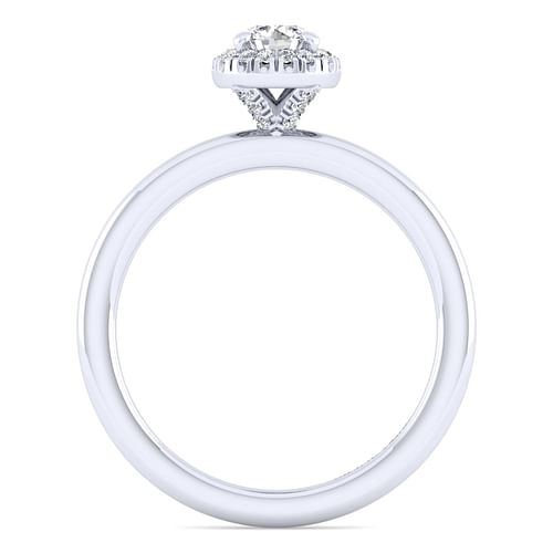 14K White Gold Round Halo Diamond Engagement Ring