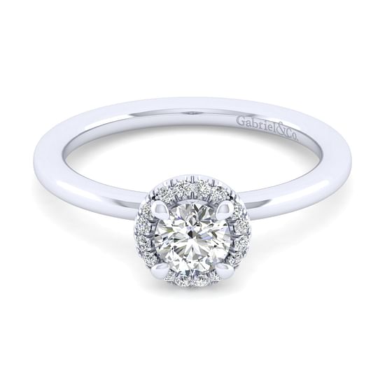 Gabriel - 14K White Gold Round Halo Diamond Engagement Ring