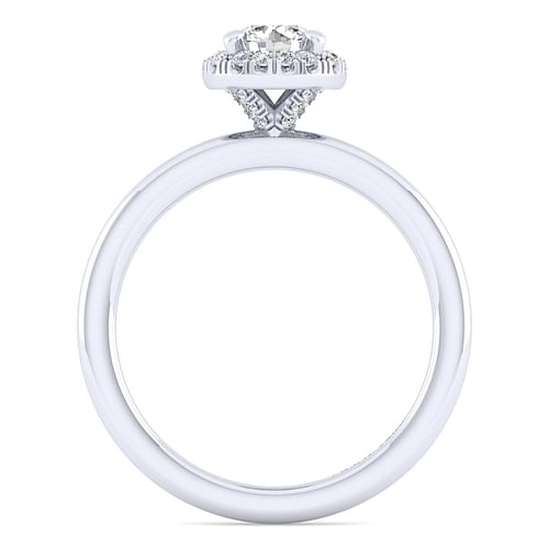 14K White Gold Round Halo Diamond Engagement Ring