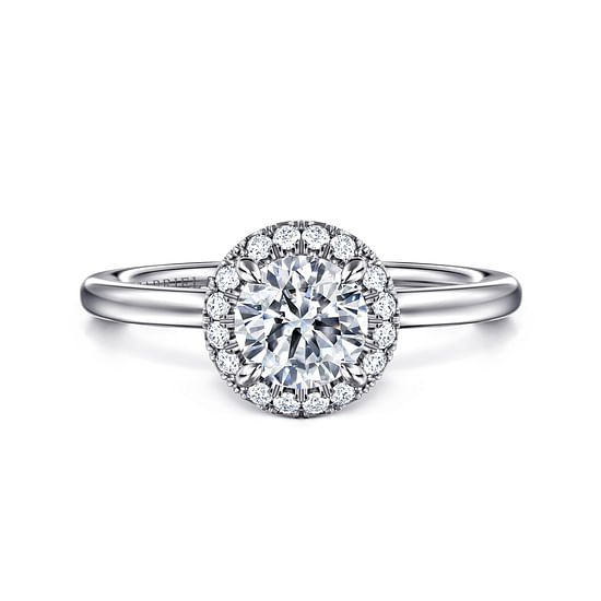 Gabriel - 14K White Gold Round Halo Diamond Engagement Ring