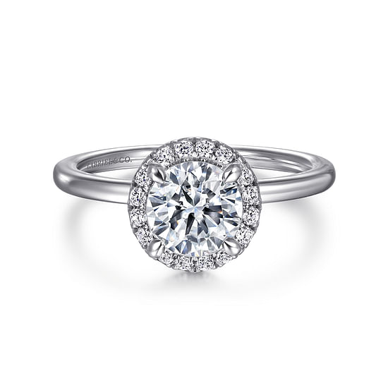 Gabriel - 14K White Gold Round Halo Diamond Engagement Ring