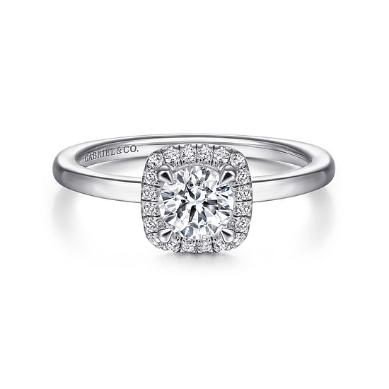 Gabriel - 14K White Gold Round Halo Diamond Engagement Ring