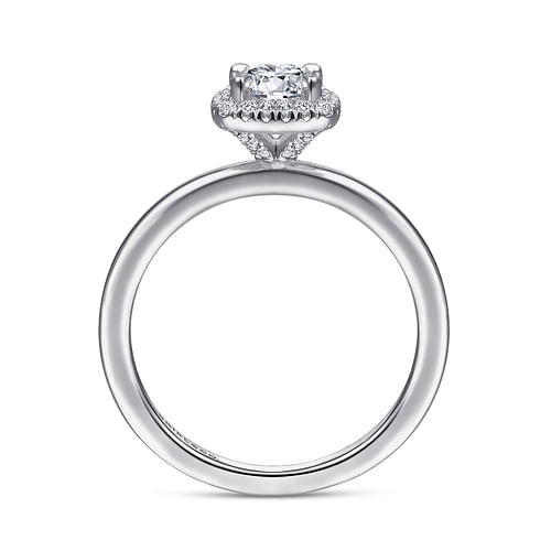 14K White Gold Round Halo Diamond Engagement Ring