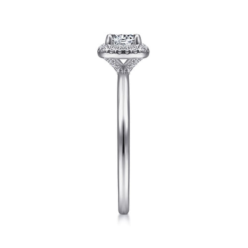 14K White Gold Round Halo Diamond Engagement Ring