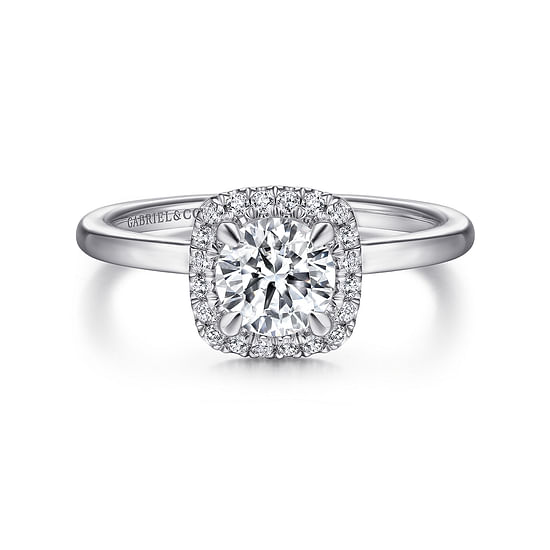 Gabriel - 14K White Gold Round Halo Diamond Engagement Ring