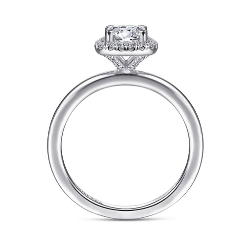 14K White Gold Round Halo Diamond Engagement Ring