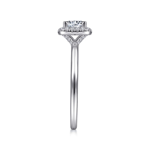 14K White Gold Round Halo Diamond Engagement Ring