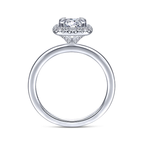 14K White Gold Round Halo Diamond Engagement Ring