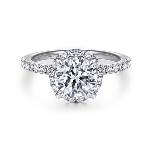 14K White Gold Round Halo Diamond Engagement Ring