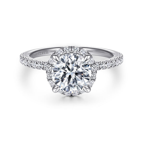 Gabriel - 14K White Gold Round Halo Diamond Engagement Ring