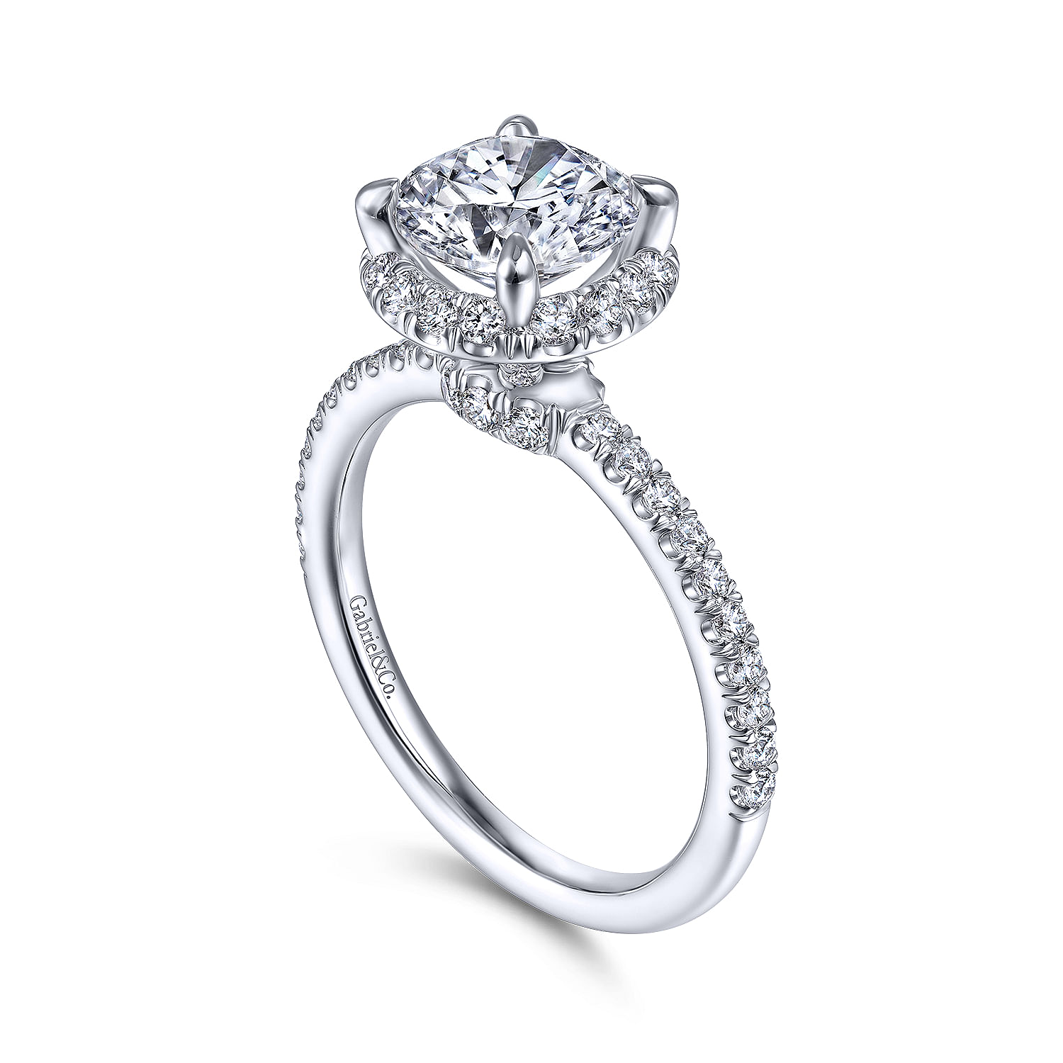 14K White Gold Round Halo Diamond Engagement Ring | ER14962R6W44JJ