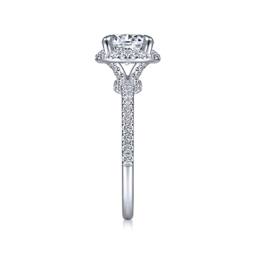 14K White Gold Round Halo Diamond Engagement Ring