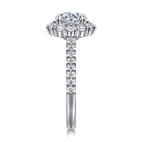 14K White Gold Round Halo Diamond Engagement Ring