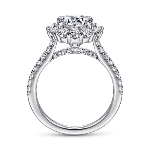 14K White Gold Round Halo Diamond Engagement Ring