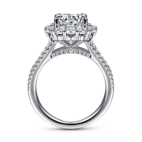 14K White Gold Round Halo Diamond Engagement Ring