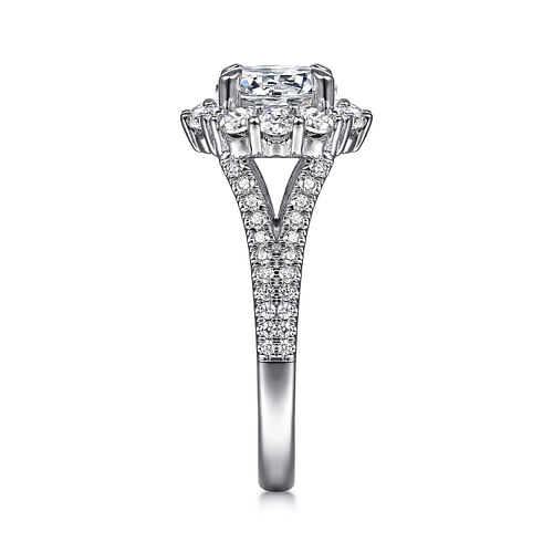 14K White Gold Round Halo Diamond Engagement Ring