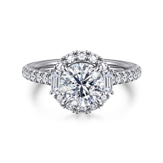 Gabriel - 14K White Gold Round Halo Diamond Engagement Ring