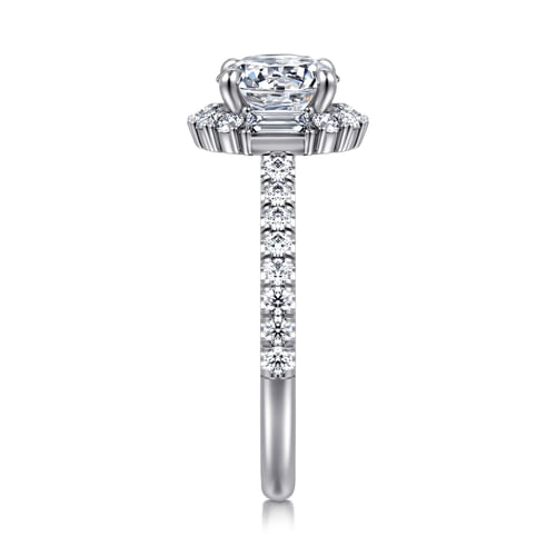 14K White Gold Round Halo Diamond Engagement Ring
