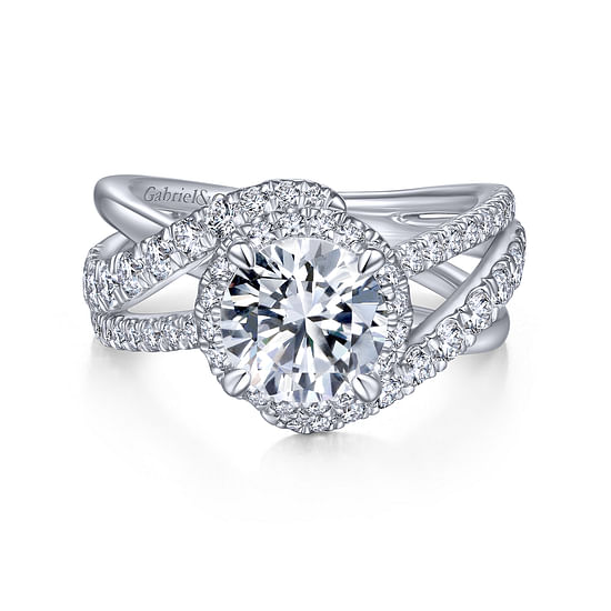 Gabriel - 14K White Gold Round Halo Diamond Engagement Ring