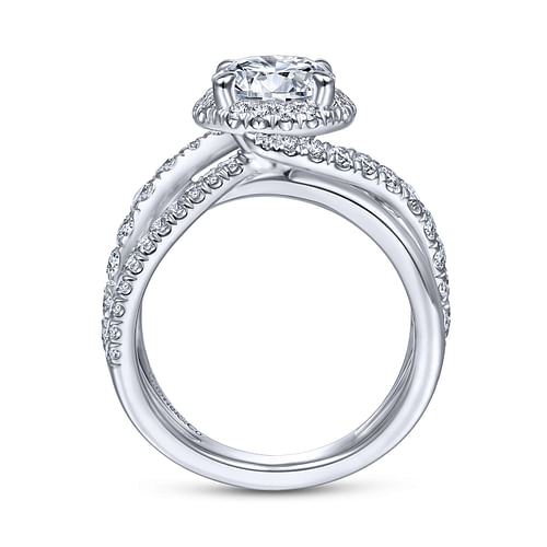 14K White Gold Round Halo Diamond Engagement Ring