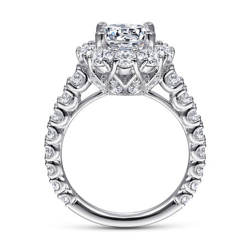 14K White Gold Round Halo Diamond Engagement Ring