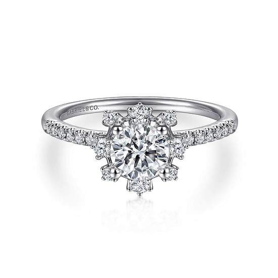 Gabriel - 14K White Gold Round Halo Diamond Engagement Ring