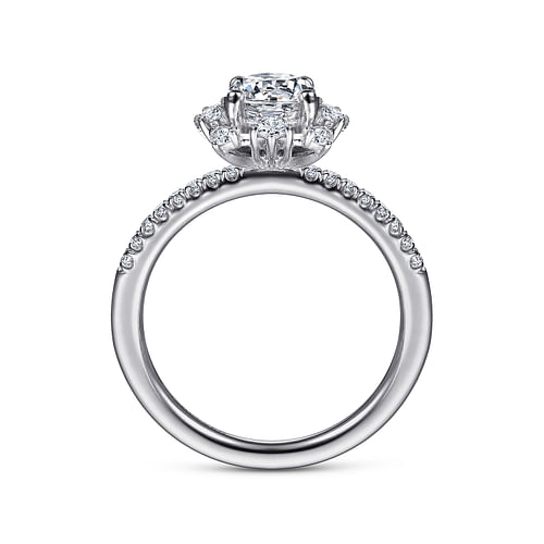 14K White Gold Round Halo Diamond Engagement Ring