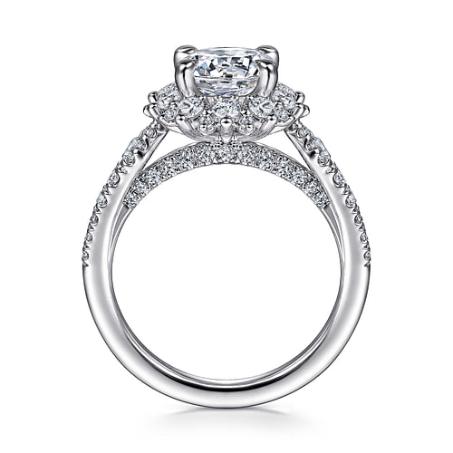 14K White Gold Round Halo Diamond Engagement Ring