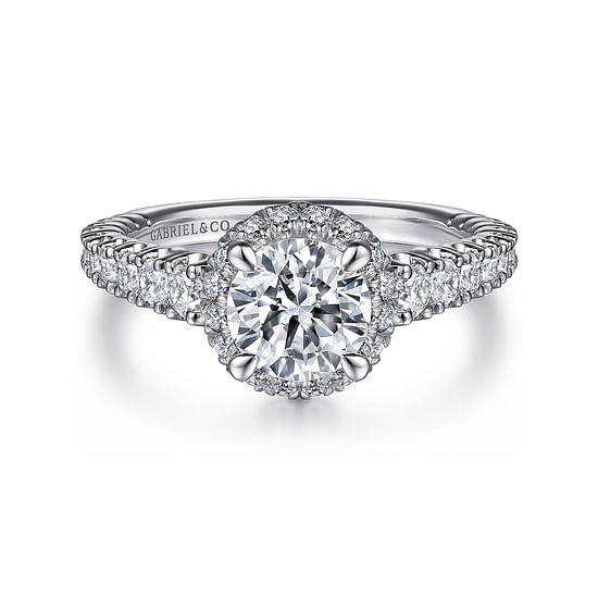 Gabriel - 14K White Gold Round Halo Diamond Engagement Ring