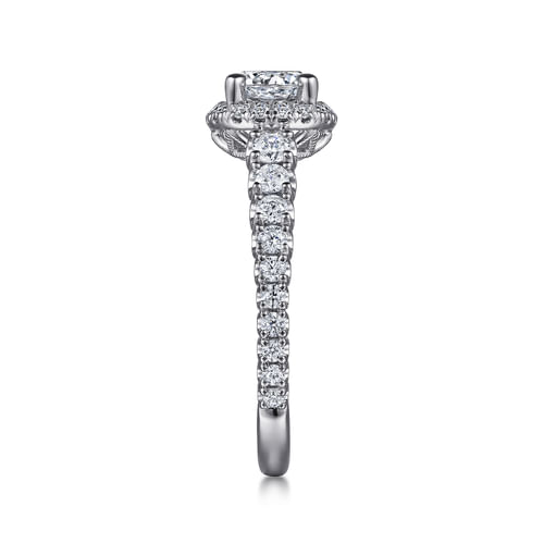 14K White Gold Round Halo Diamond Engagement Ring