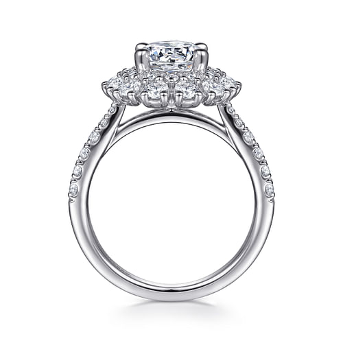 14K White Gold Round Halo Diamond Engagement Ring