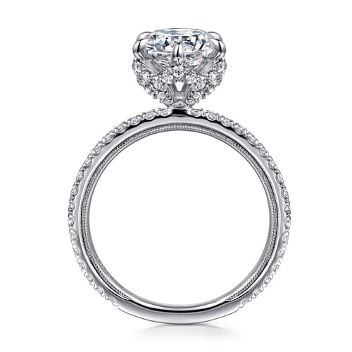 14K White Gold Round Halo Diamond Engagement Ring