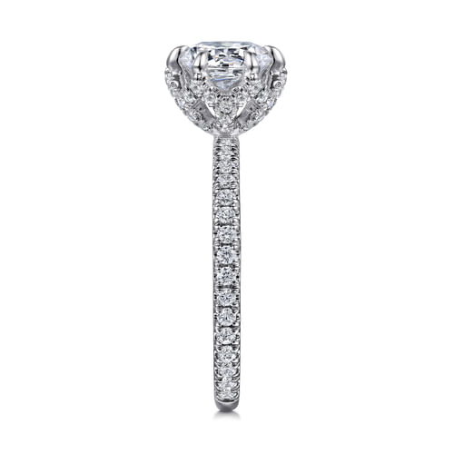 14K White Gold Round Halo Diamond Engagement Ring