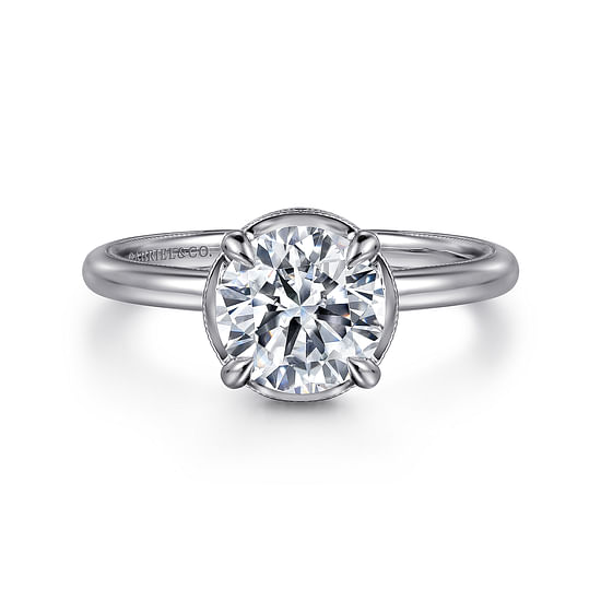 Gabriel - 14K White Gold Round Halo Diamond Engagement Ring
