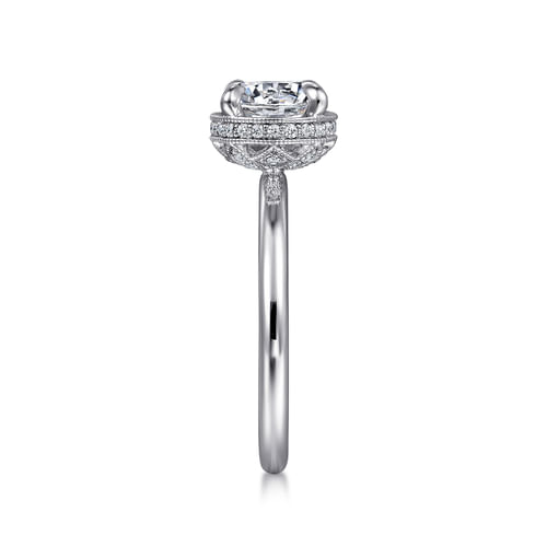 14K White Gold Round Halo Diamond Engagement Ring