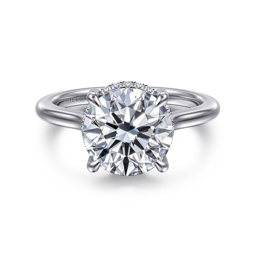 14K White Gold Round Halo Diamond Engagement Ring