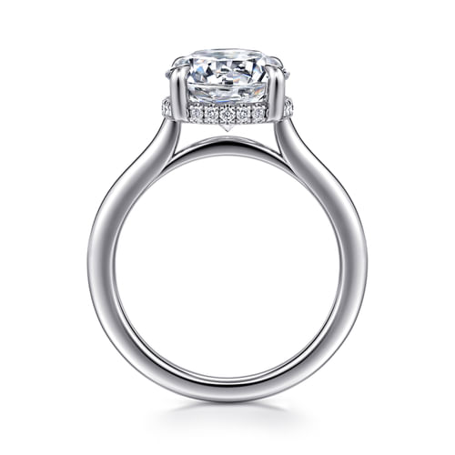 14K White Gold Round Halo Diamond Engagement Ring