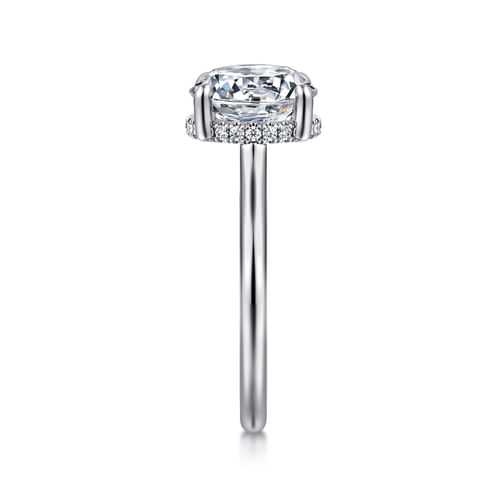 14K White Gold Round Halo Diamond Engagement Ring