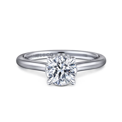 14K White Gold Round Halo Diamond Engagement Ring